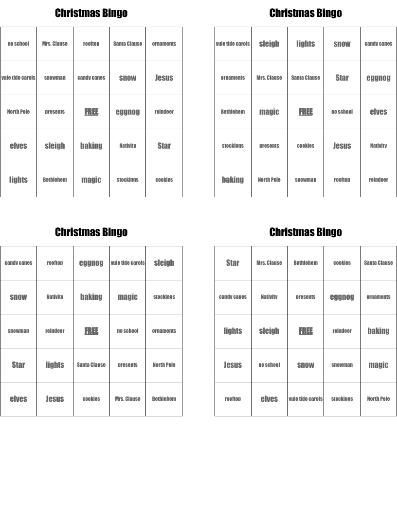 Christmas Bingo