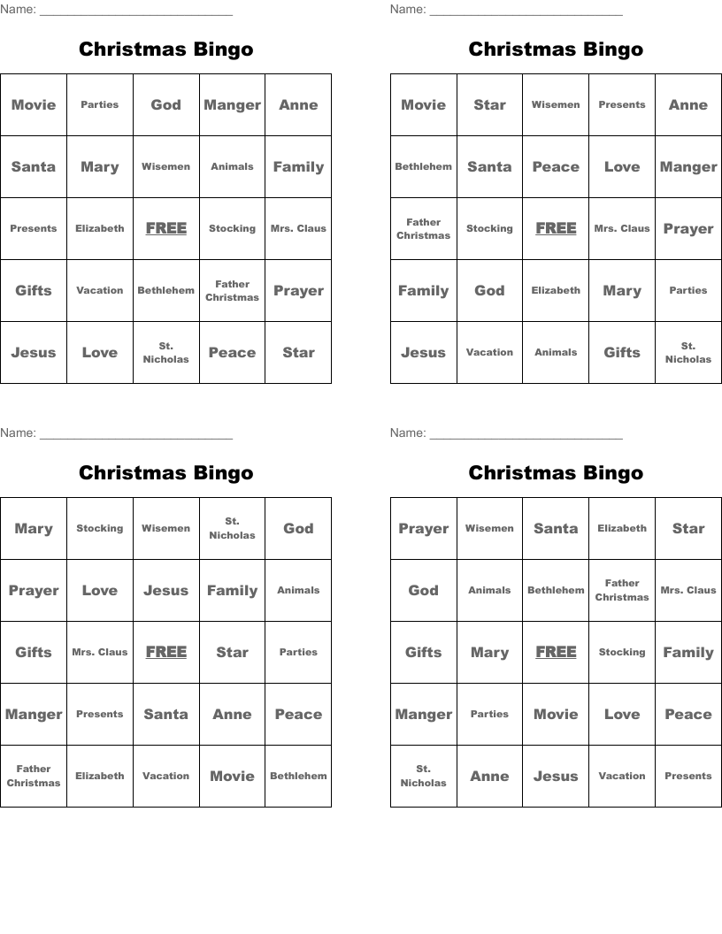 Christmas Bingo