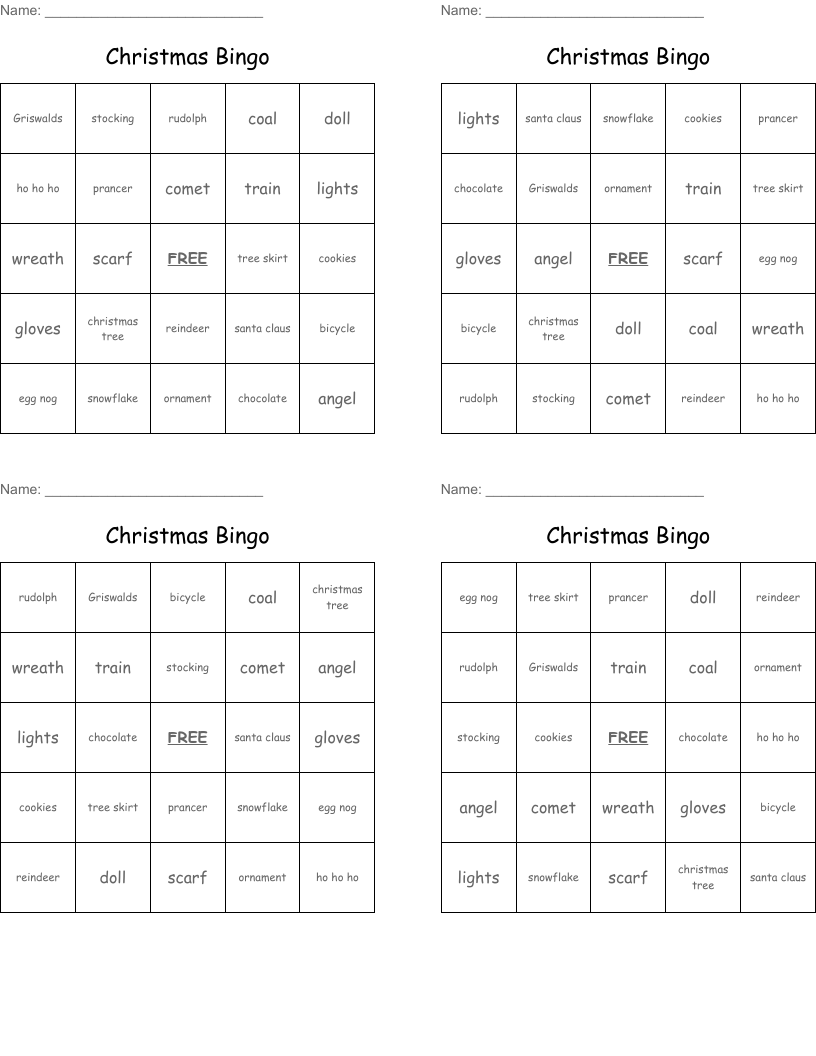 Christmas Bingo