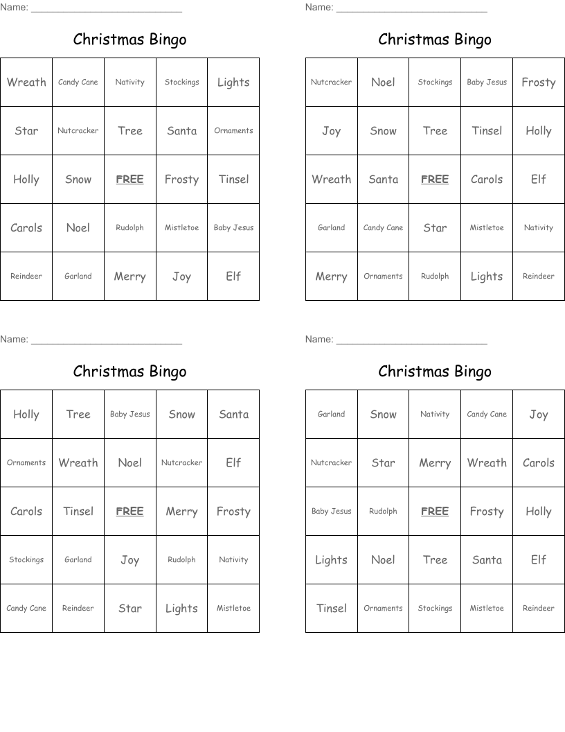 Christmas Bingo
