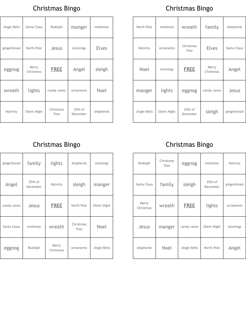 Christmas Bingo