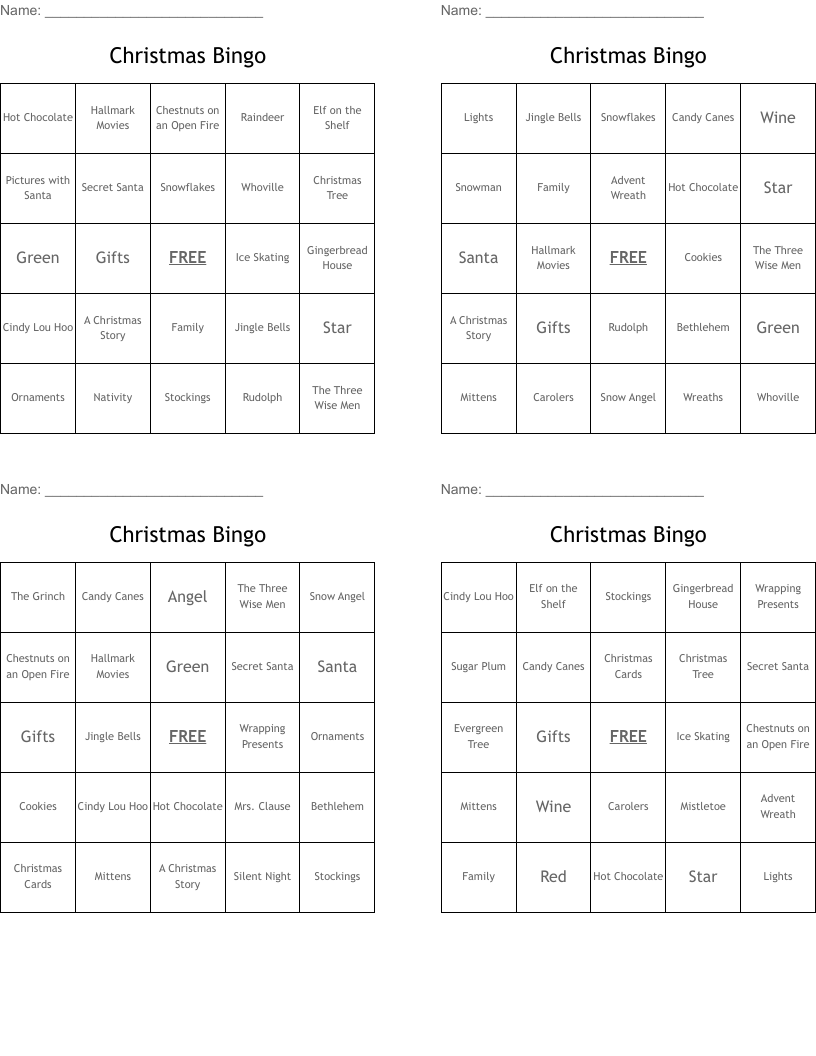 Christmas Bingo