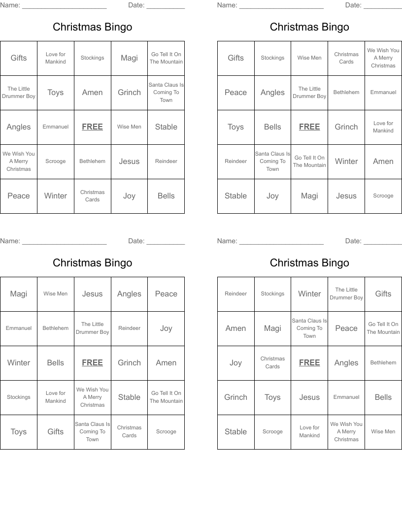 Christmas Bingo