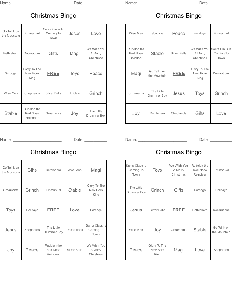 Christmas Bingo