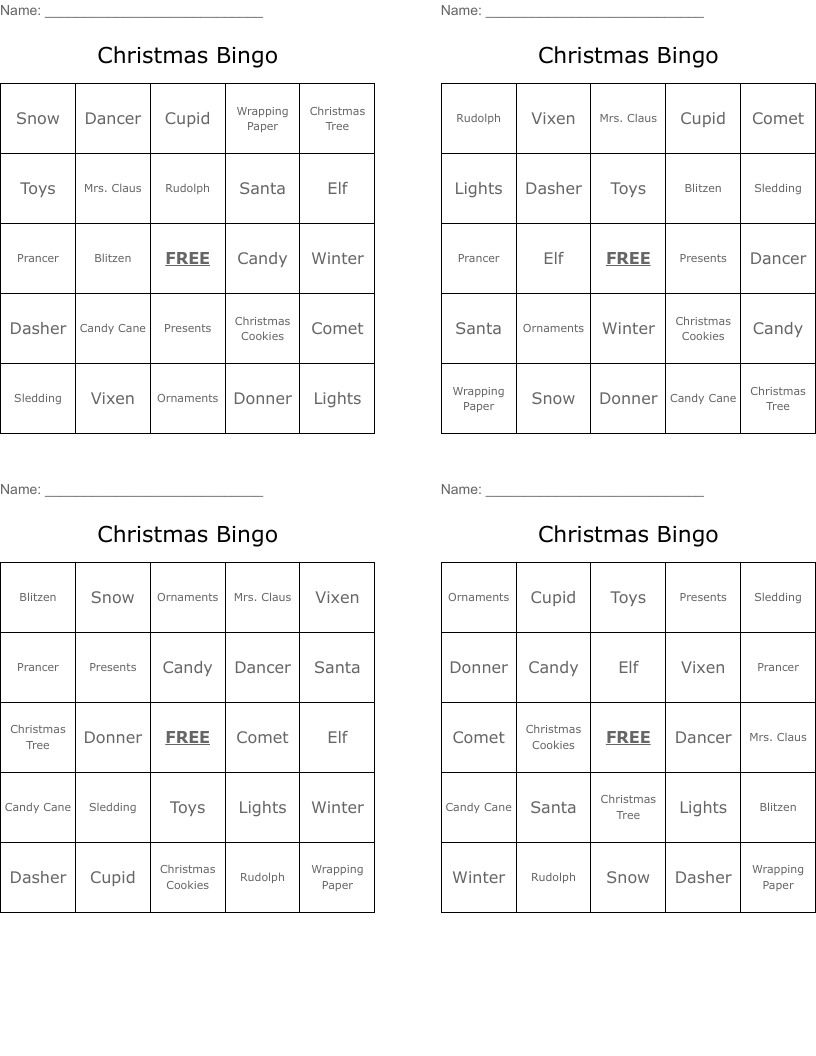 Christmas Bingo