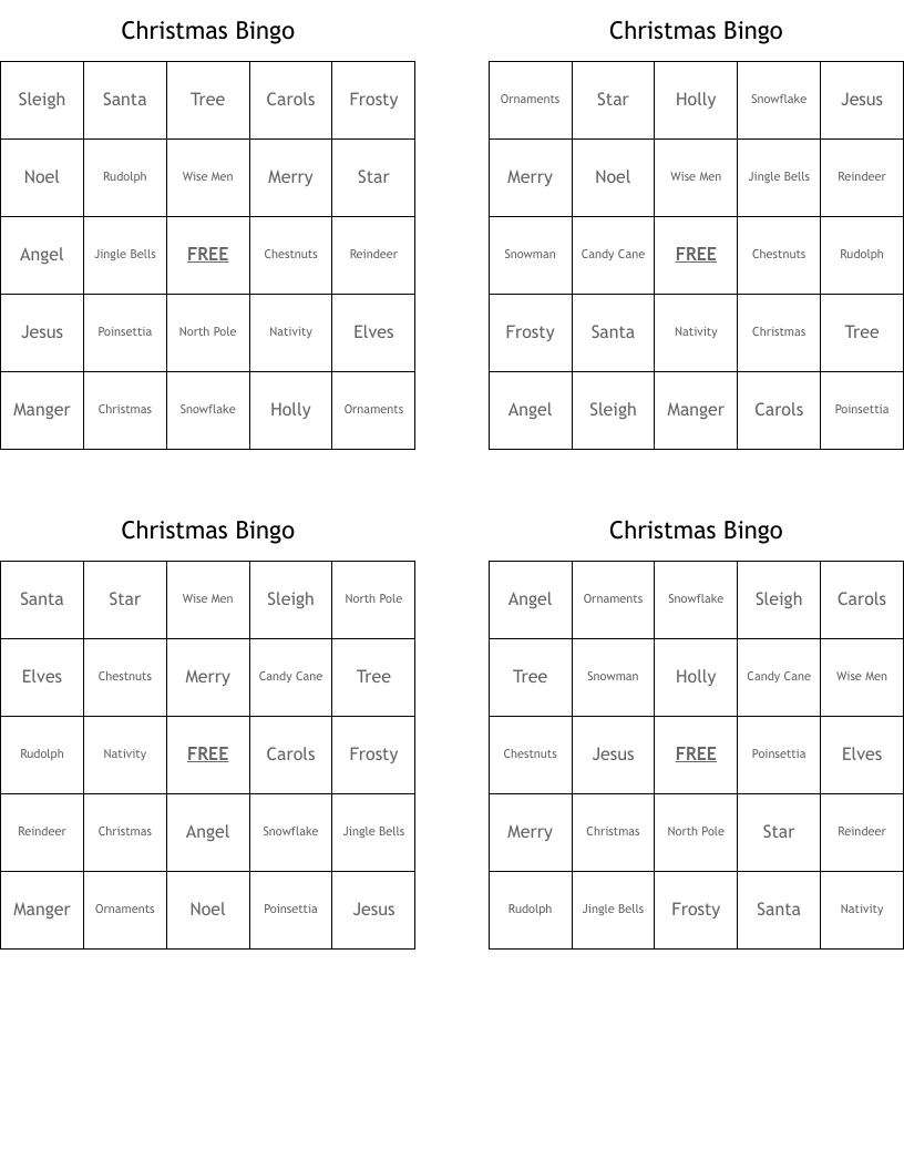 Christmas Bingo