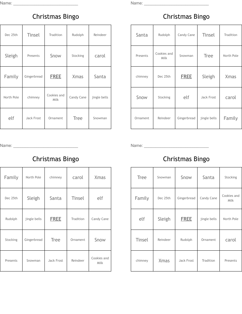 Christmas Bingo