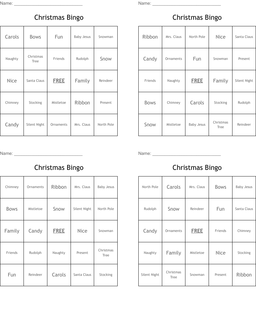 Christmas Bingo