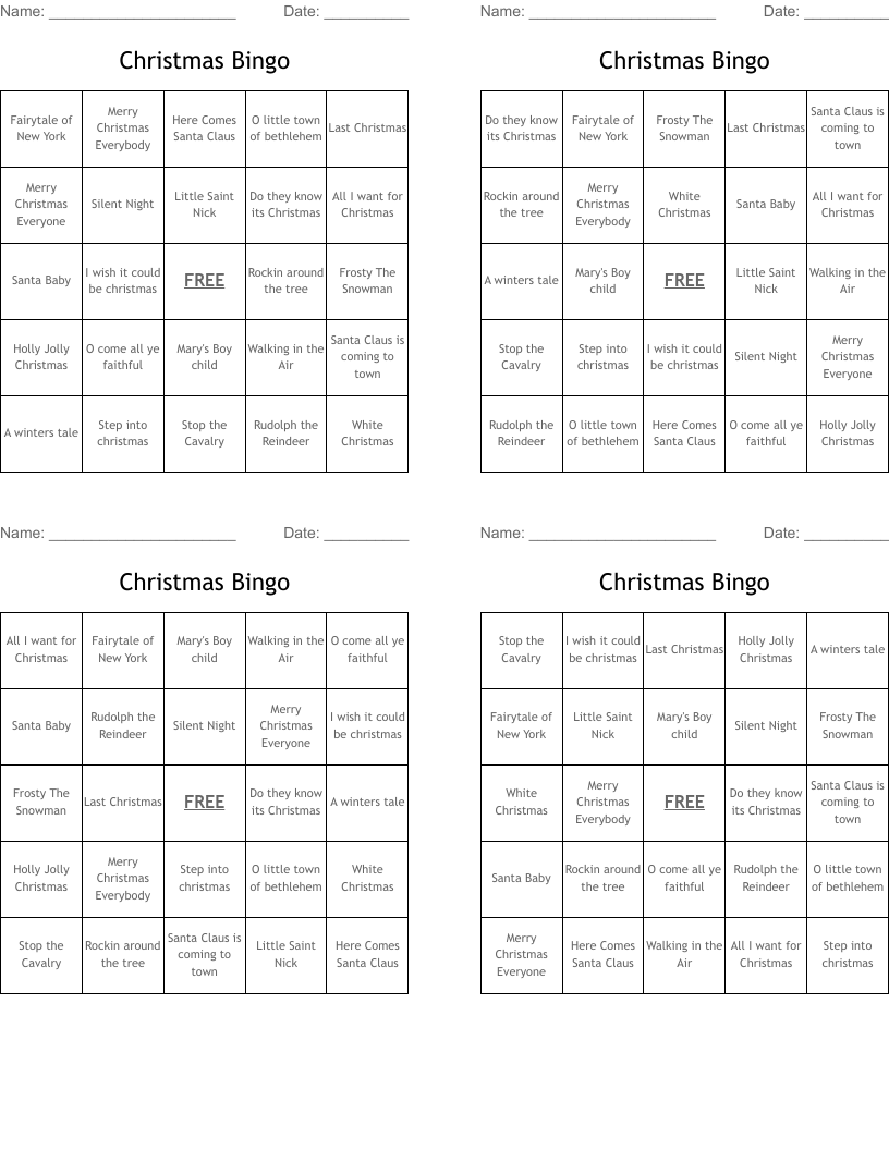 Christmas Bingo