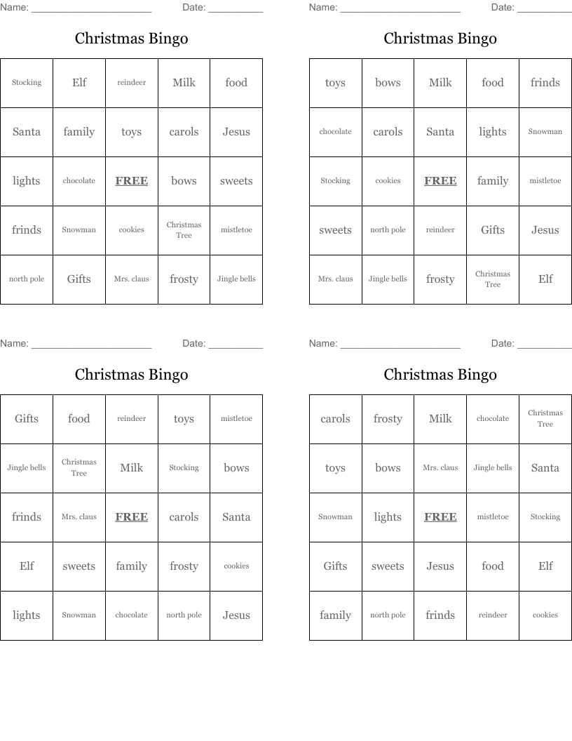 Christmas Bingo