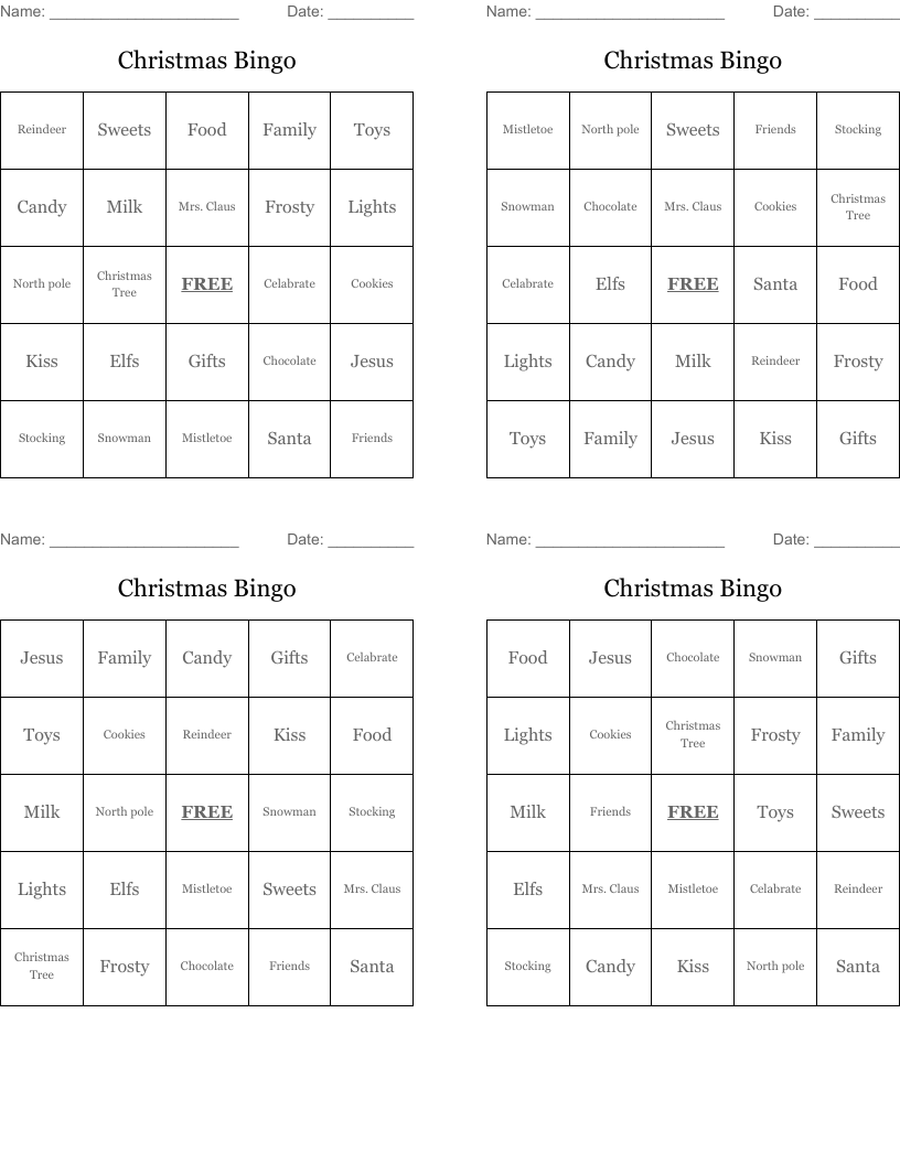 Christmas Bingo