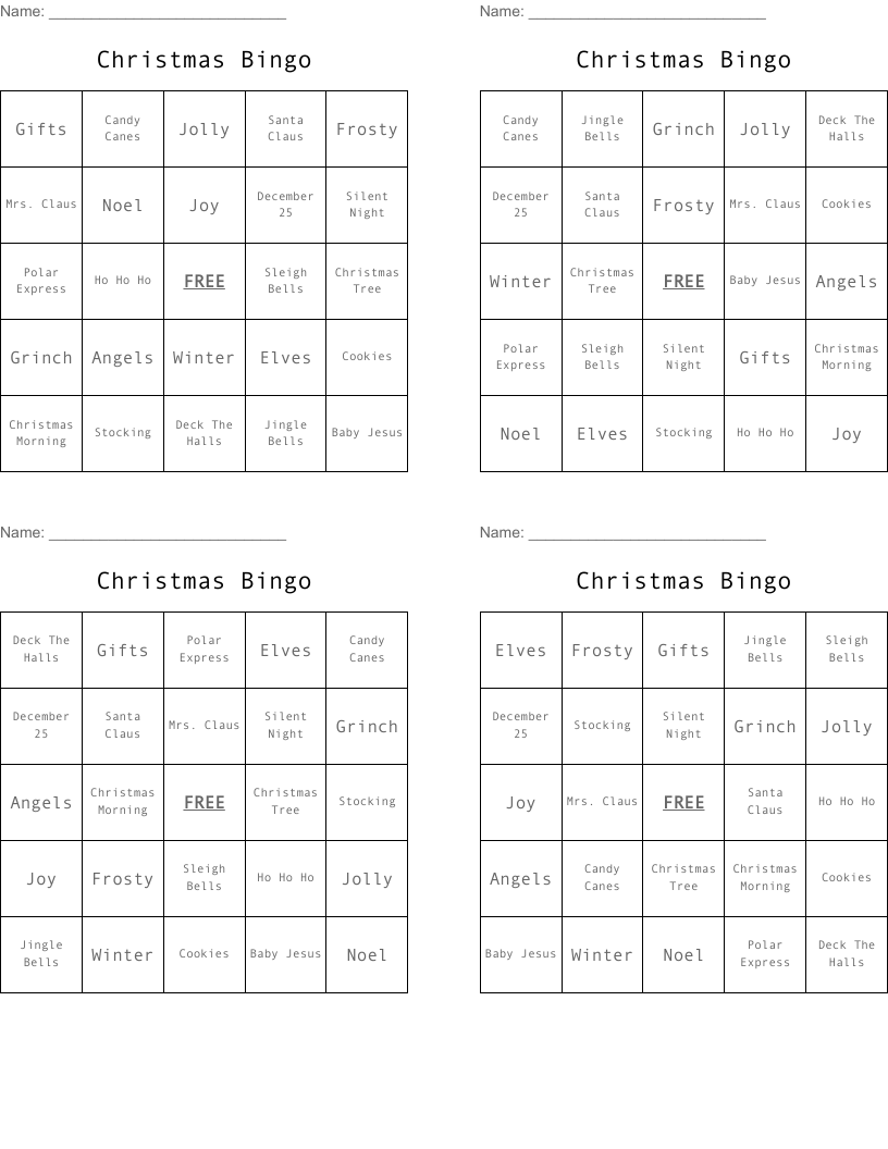 Christmas Bingo