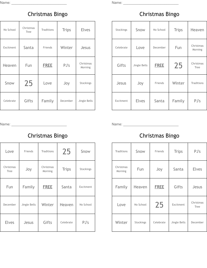Christmas Bingo
