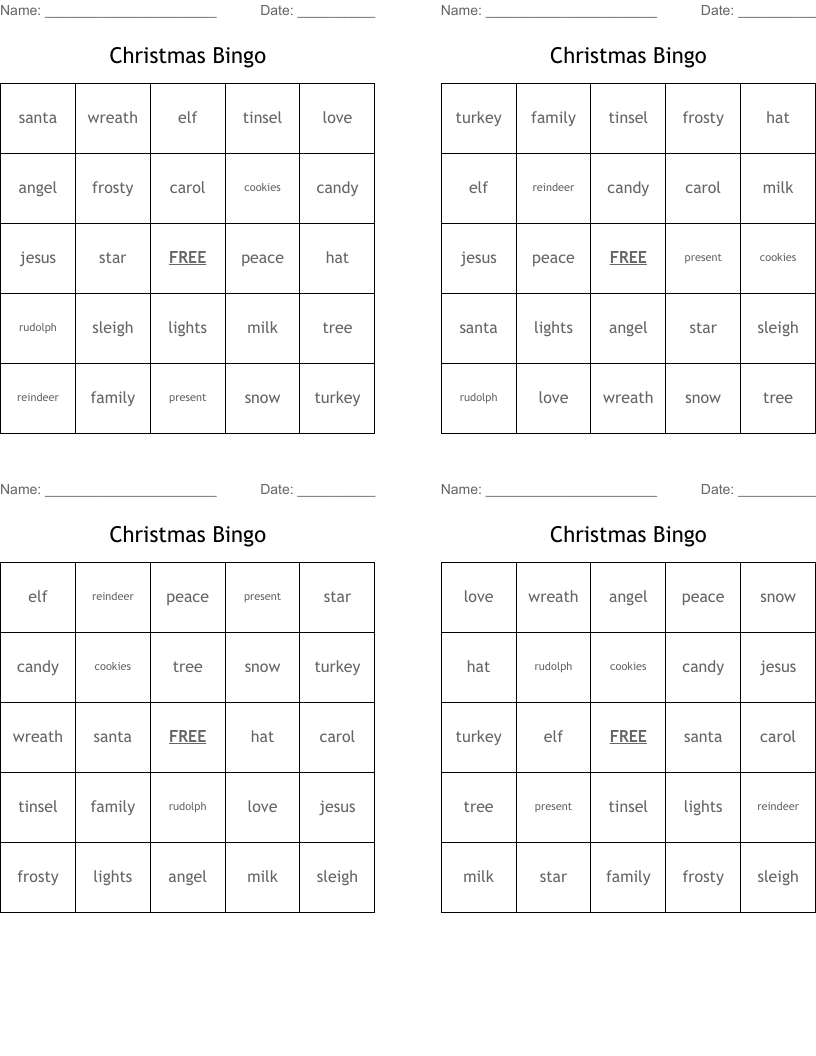 Christmas Bingo