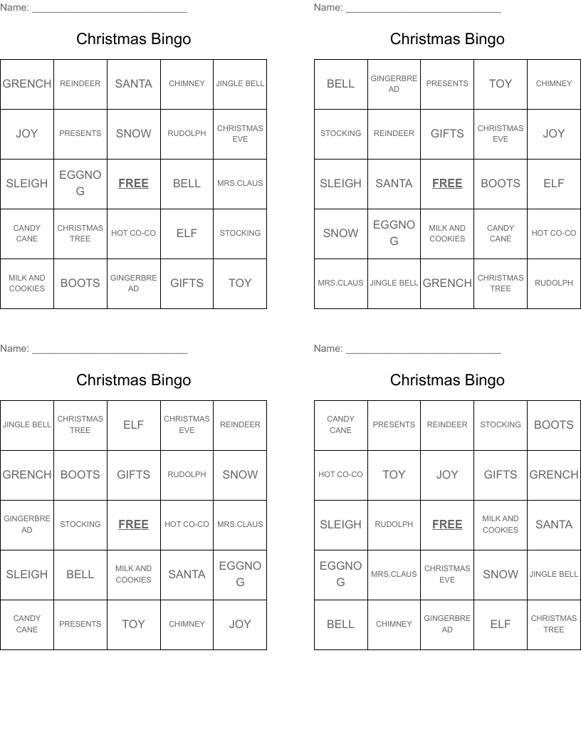 Christmas Bingo