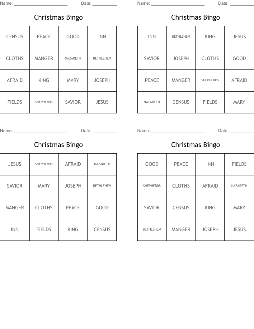 Christmas Bingo