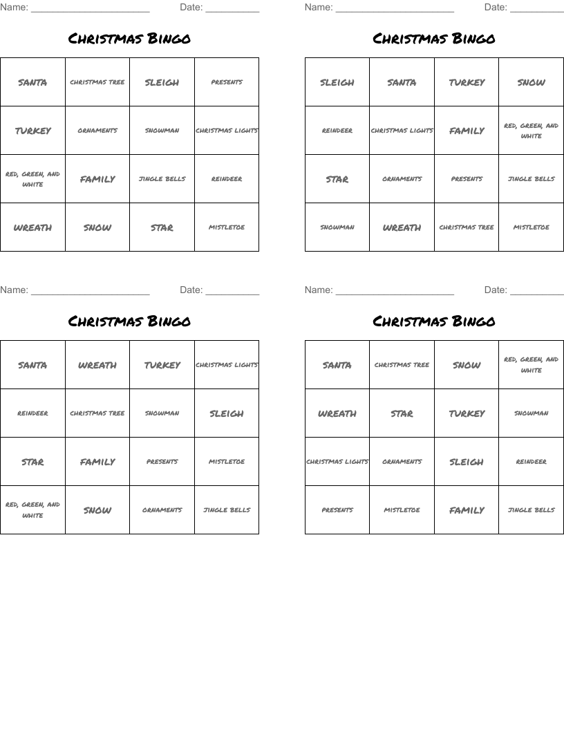 Christmas Bingo