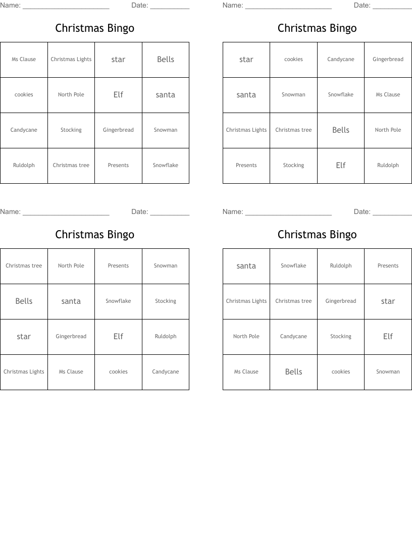 Christmas Bingo