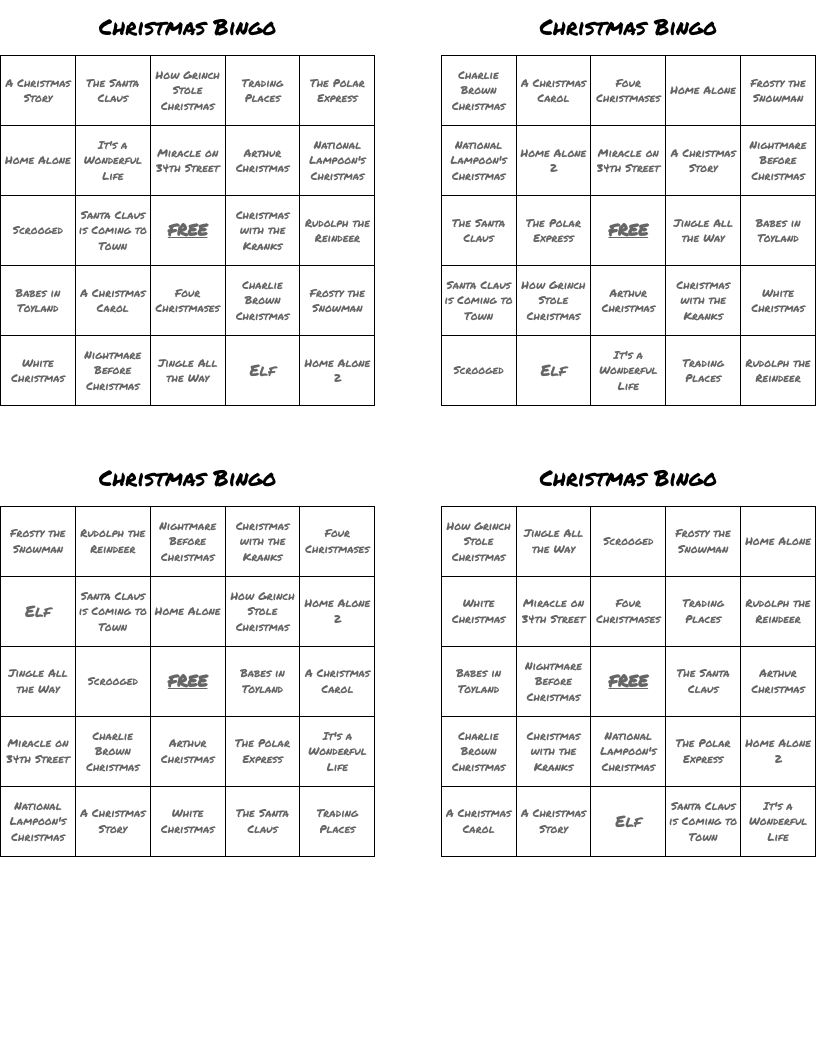 Christmas Bingo