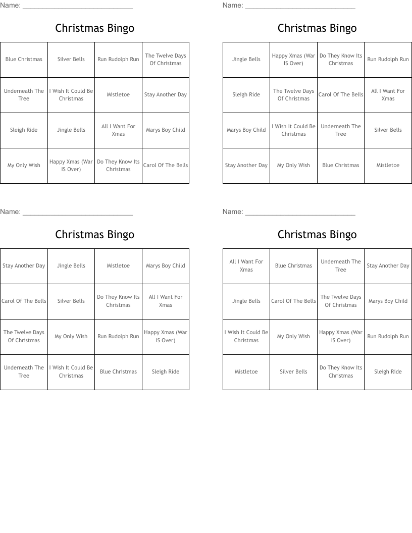 Christmas Bingo