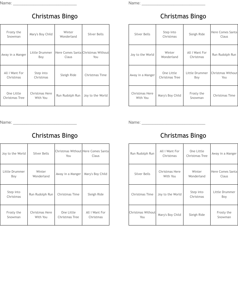 Christmas Bingo