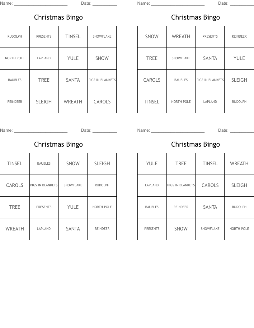 Christmas Bingo