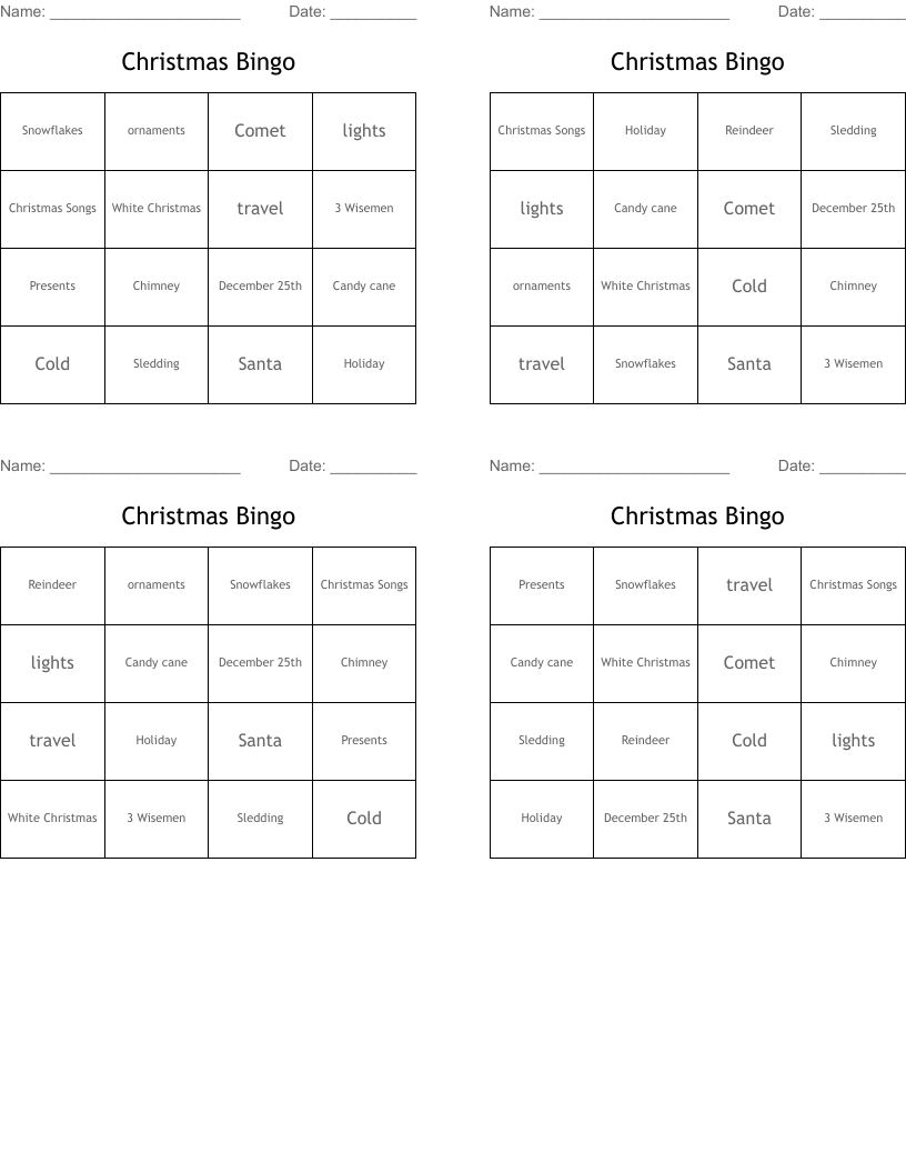 Christmas Bingo