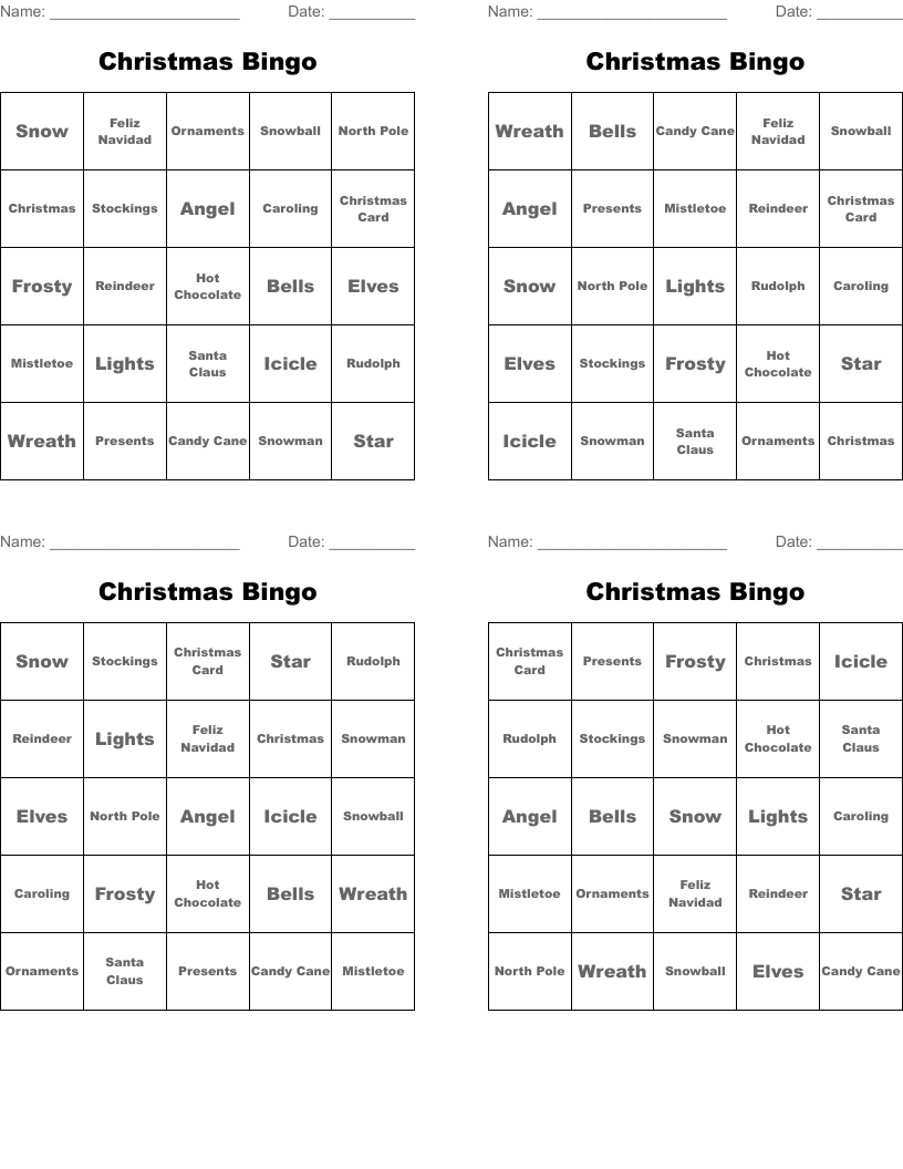 Christmas Bingo
