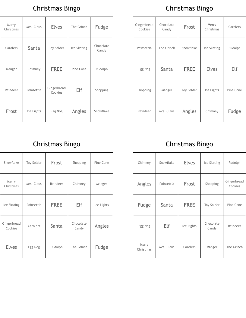 Christmas Bingo