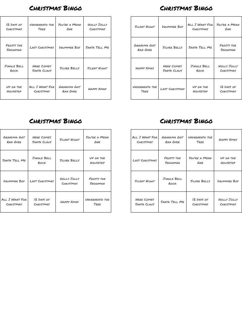 Christmas Bingo