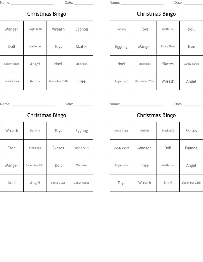 Christmas Bingo