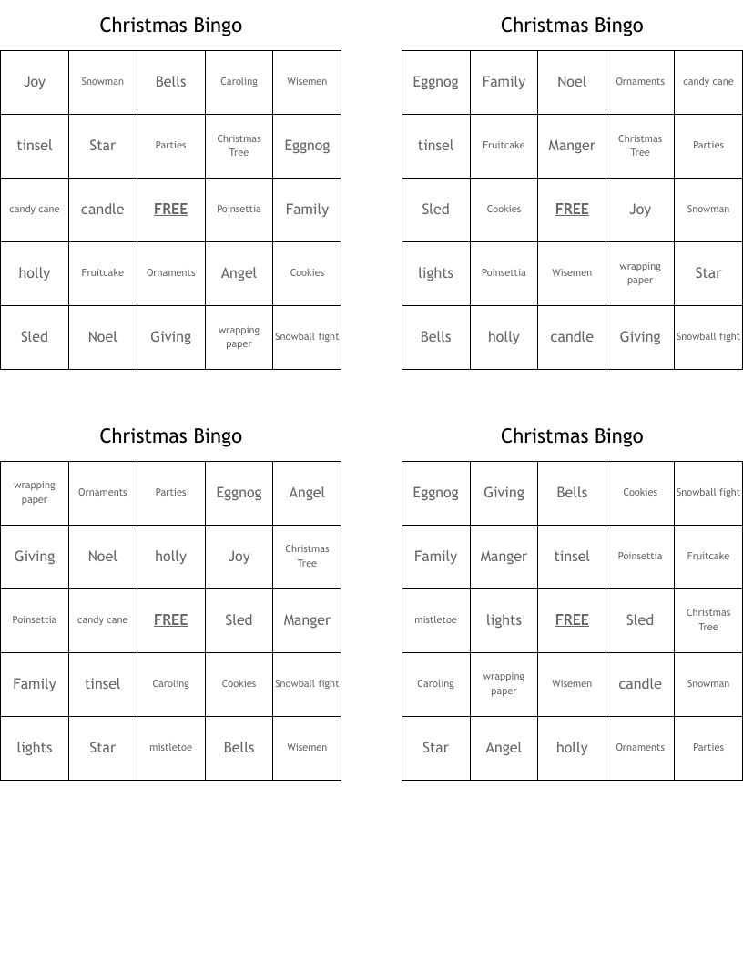 Christmas Bingo