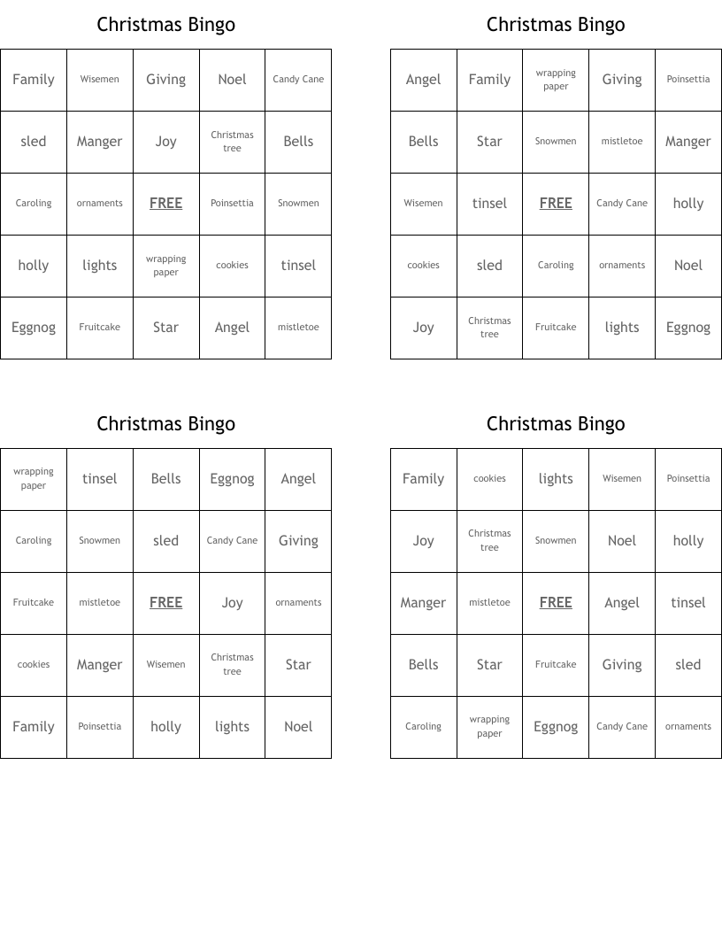 Christmas Bingo