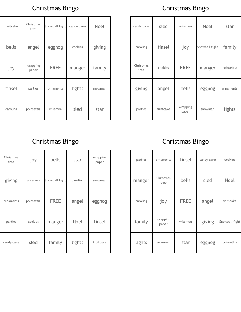 Christmas Bingo