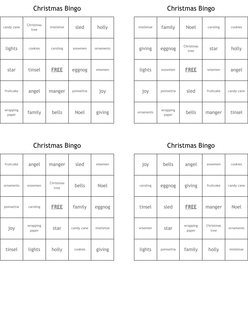 Christmas Bingo