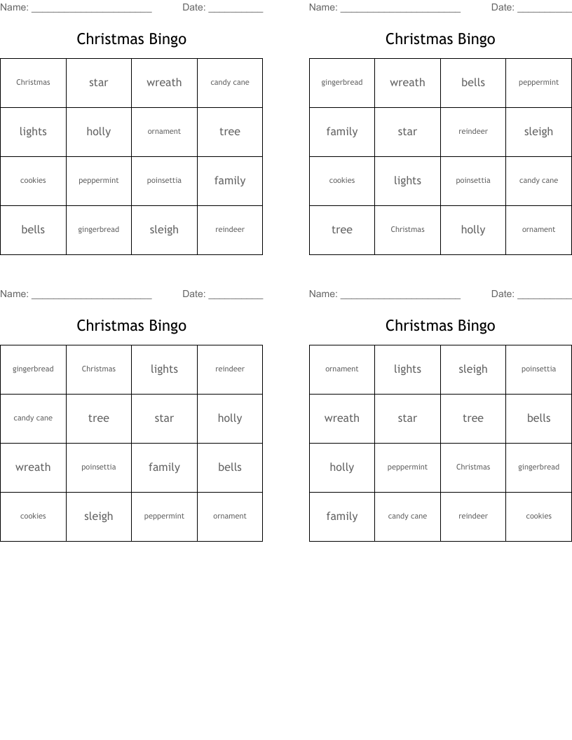 Christmas Bingo