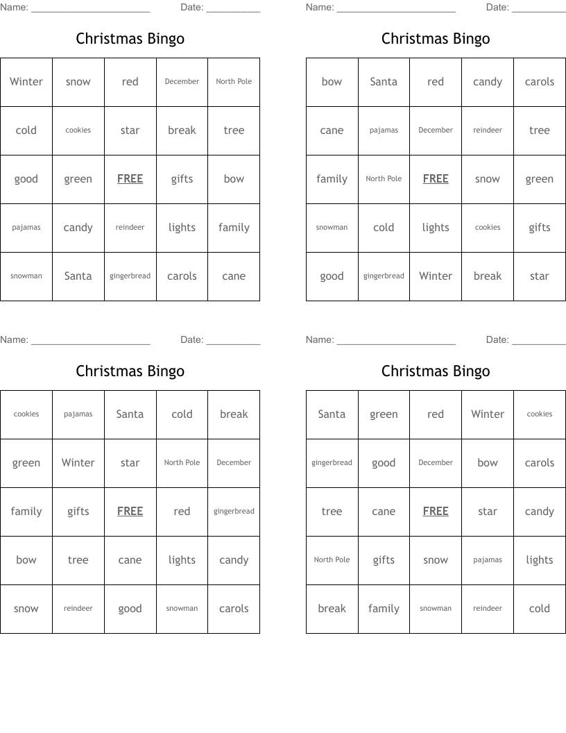 Christmas Bingo