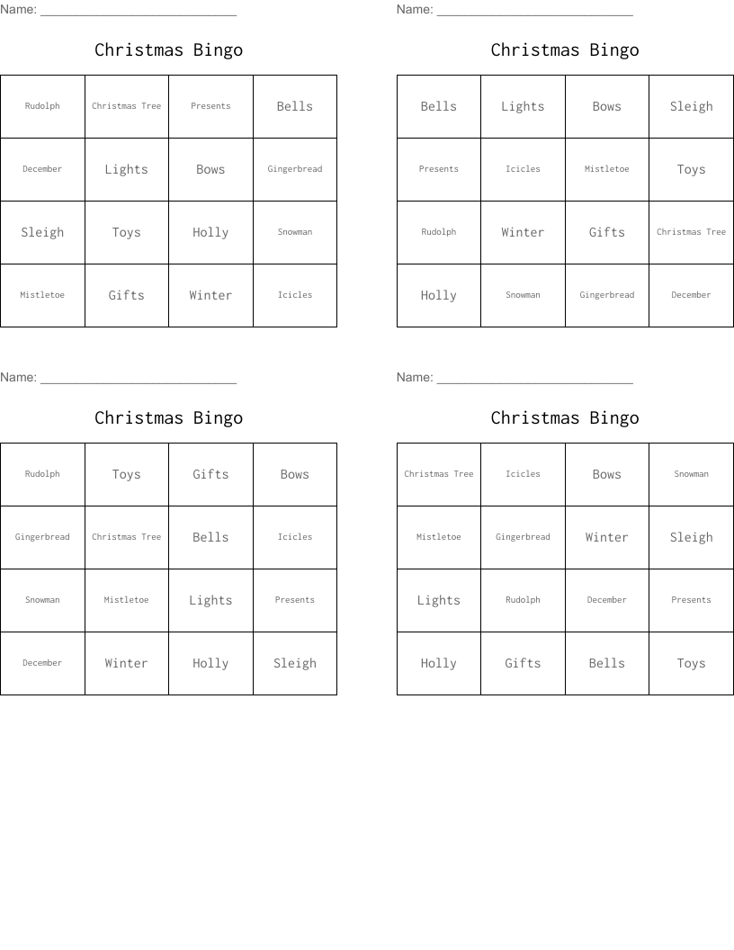 Christmas Bingo