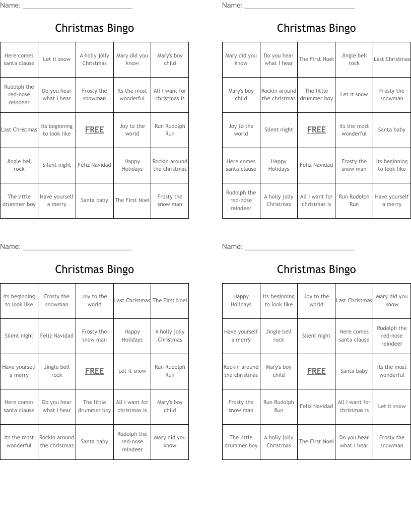 Christmas Bingo