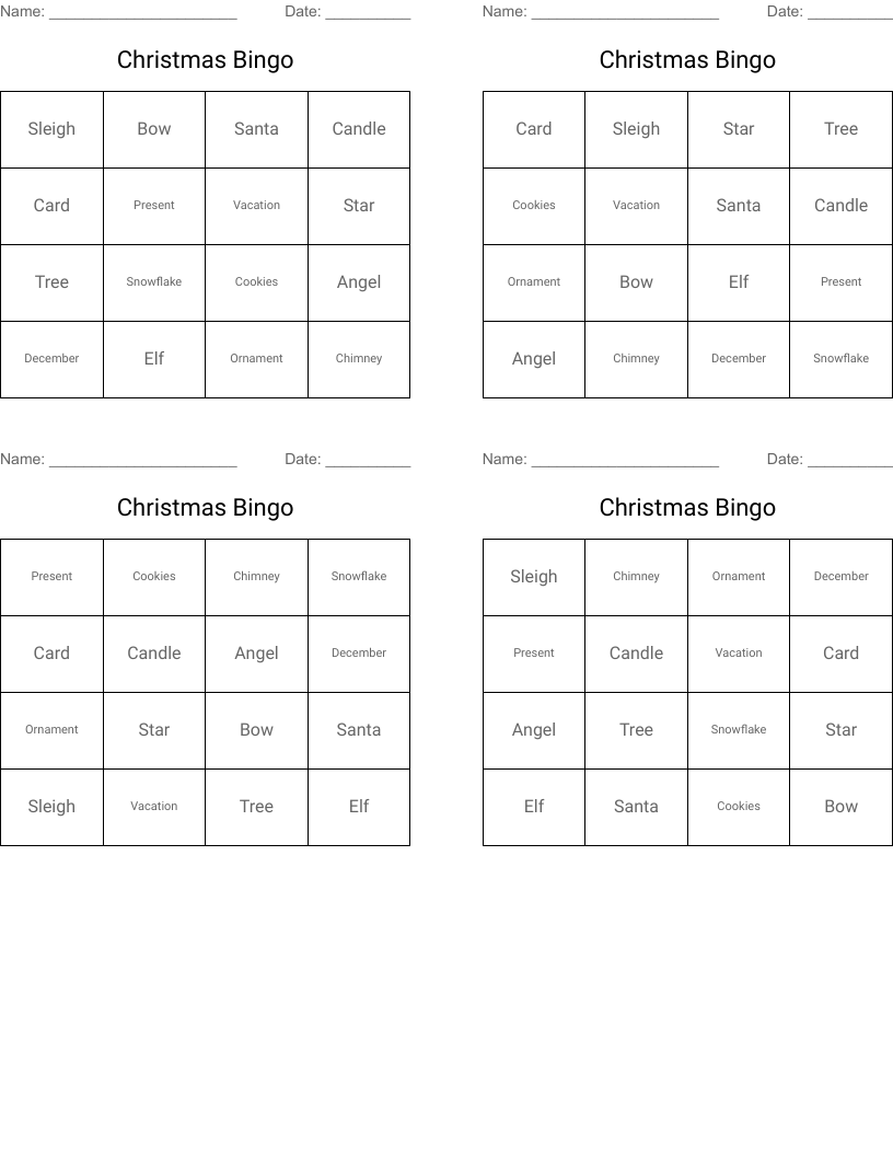 Christmas Bingo