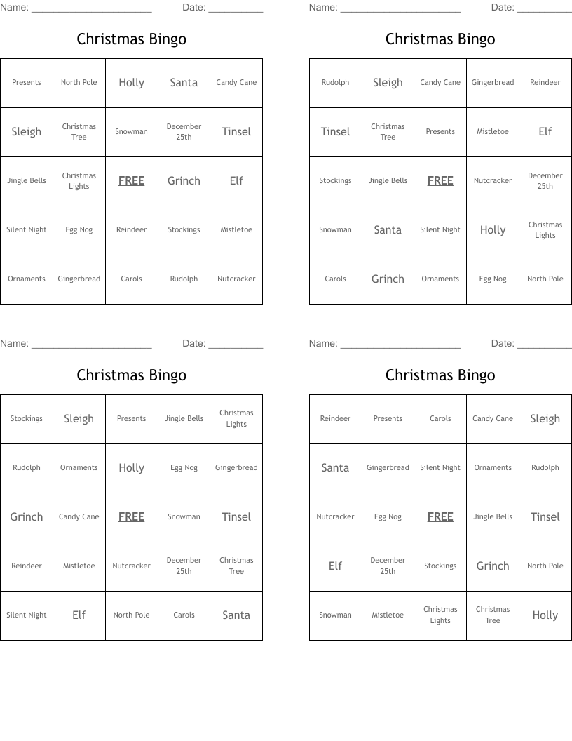 Christmas Bingo