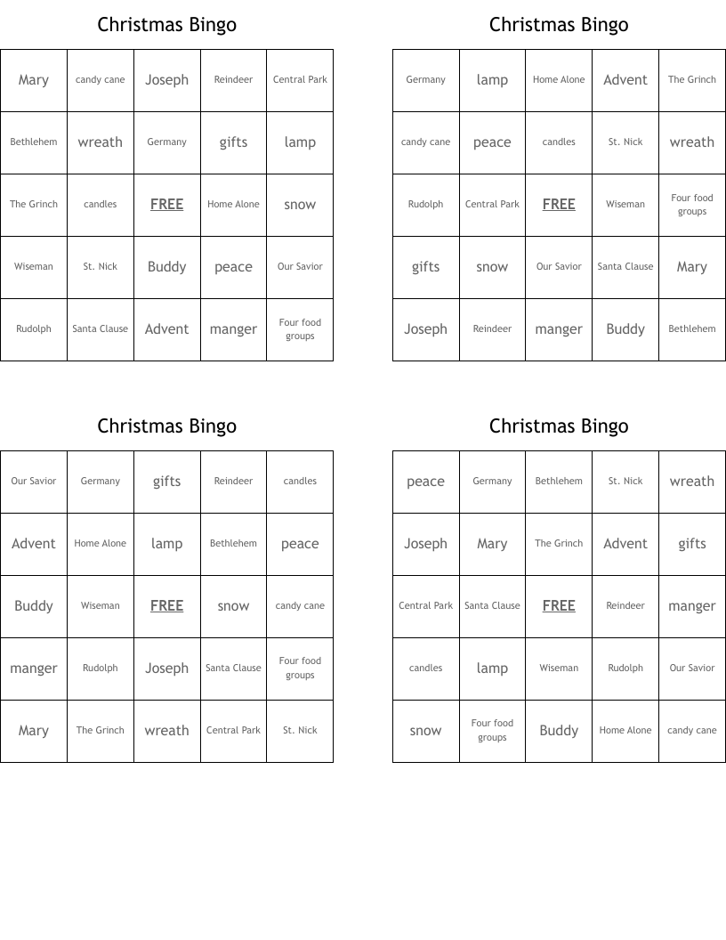 Christmas Bingo