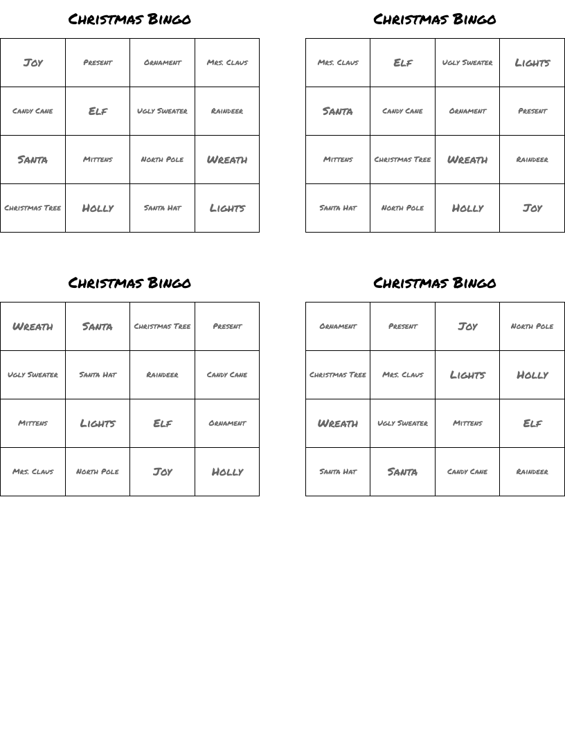Christmas Bingo