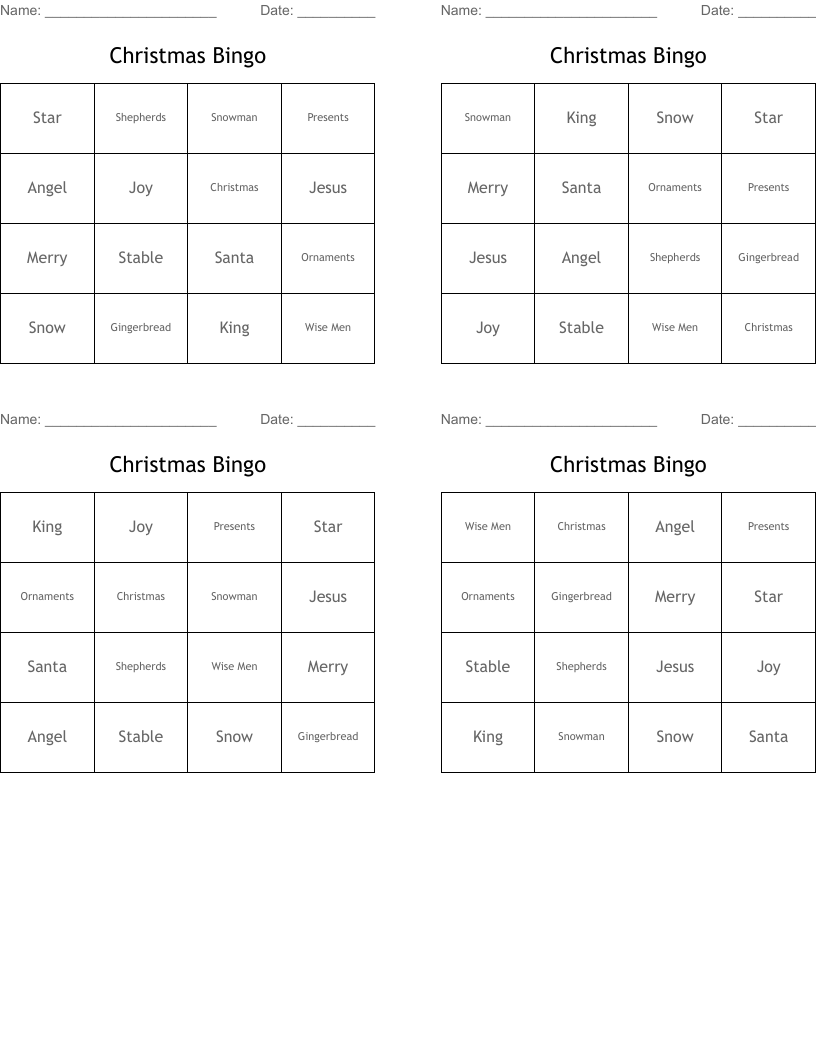 Christmas Bingo