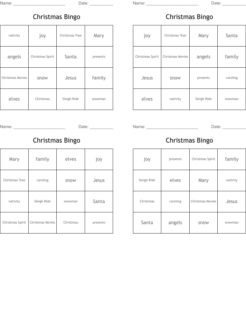 Christmas Bingo