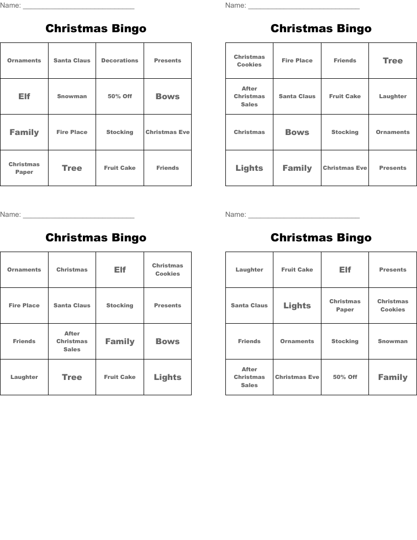 Christmas Bingo