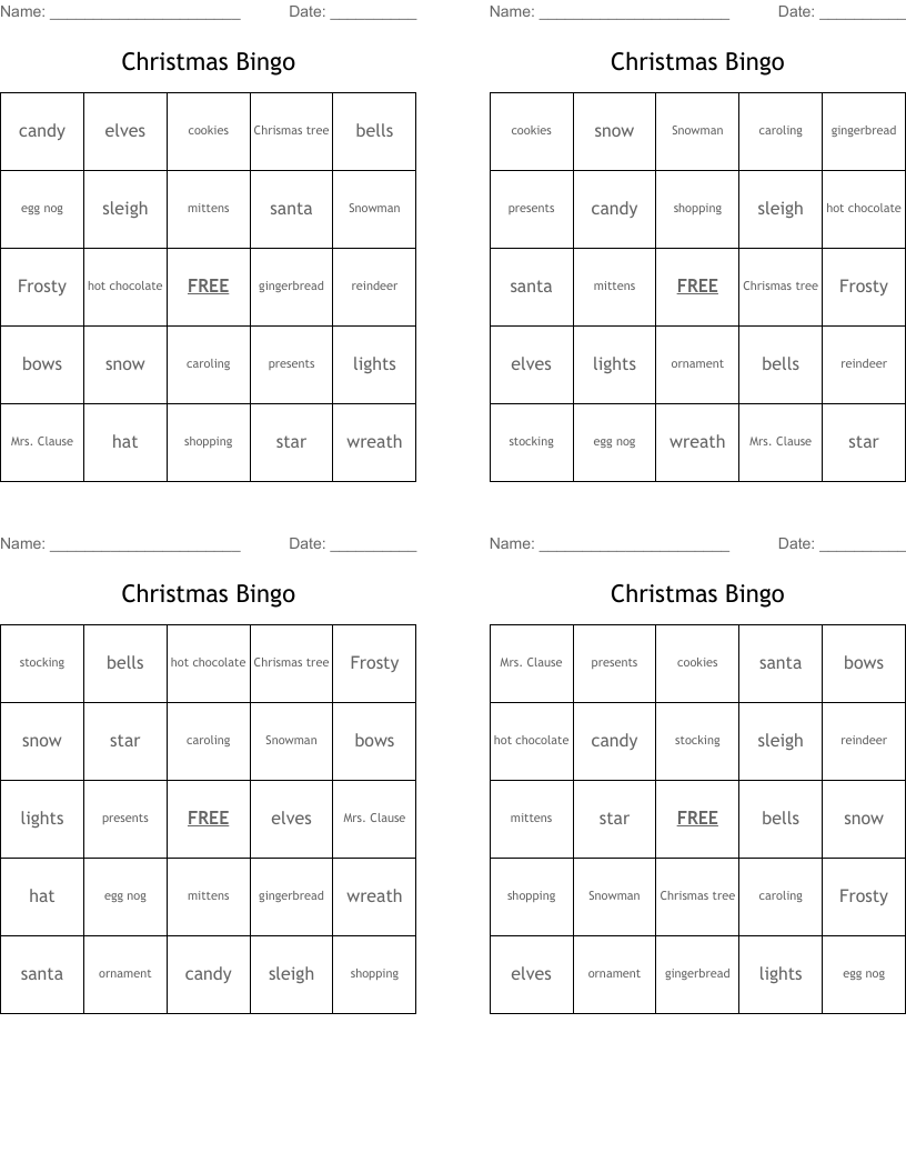 Christmas Bingo