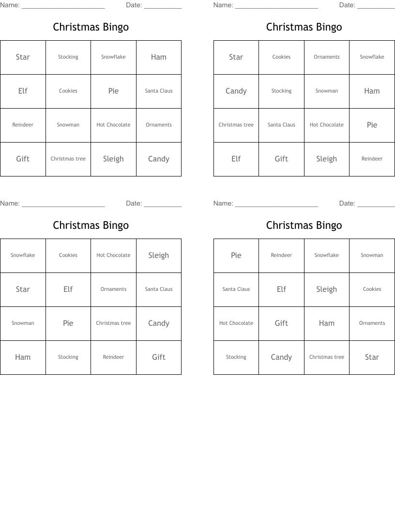 Christmas Bingo