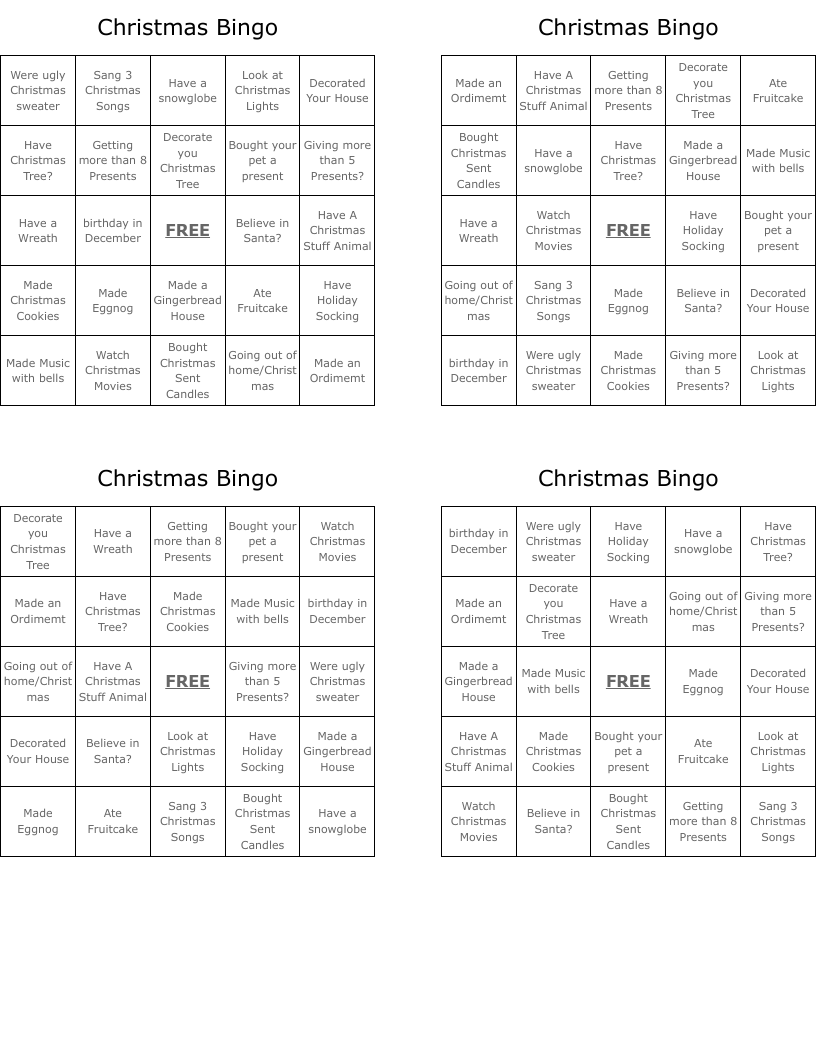 Christmas Bingo