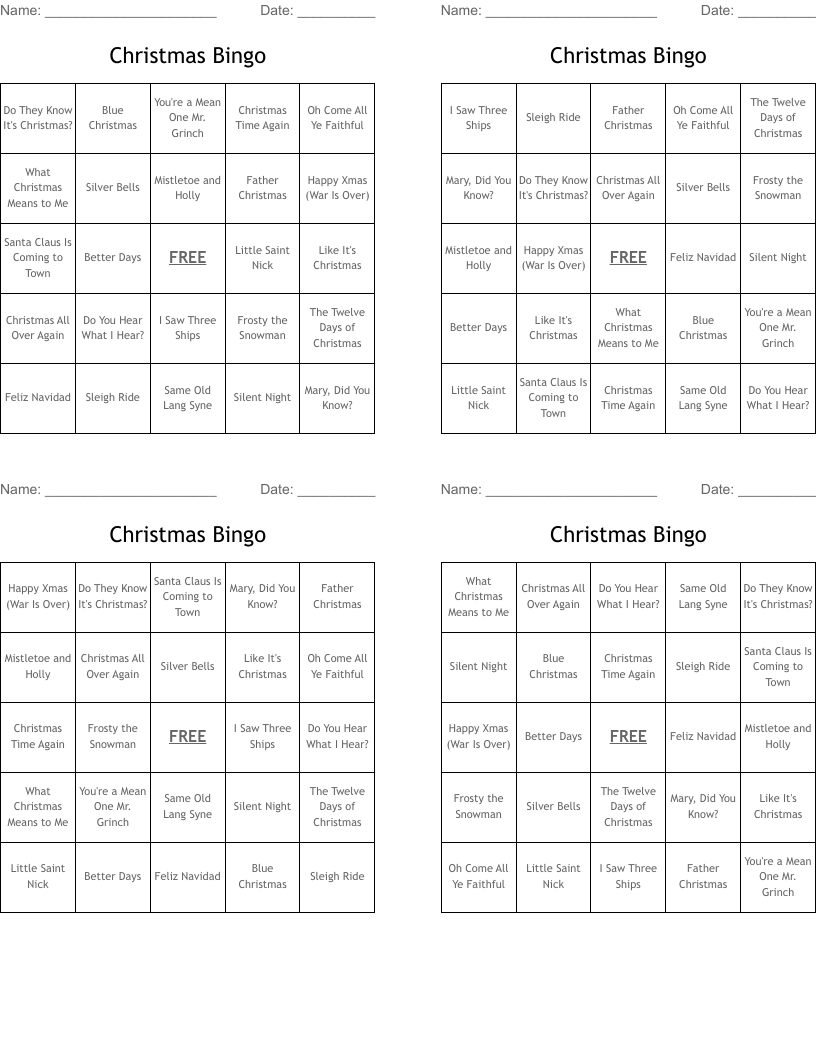 Christmas Bingo